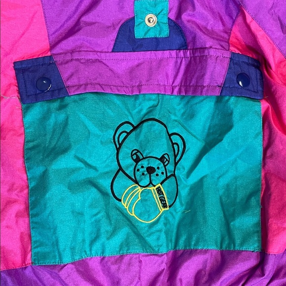 Vintage Mini Club Kids Ski Snowsuit – Retro 80s/90s Colorblock Hooded One-Piece - Picture 5 of 12